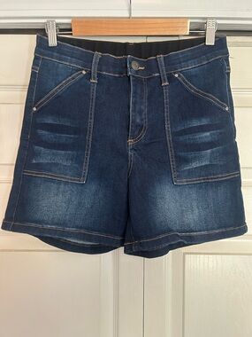 Grace & Lace Dark Blue Denim Patch Pocket Shorts